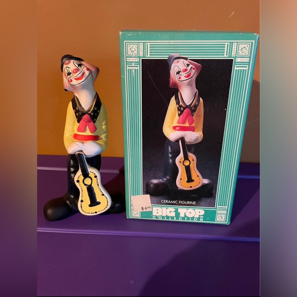 Ceramic Clown Figurine with Guitar, Big Top Collection